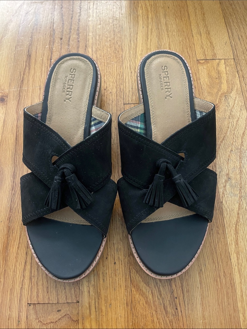 New Sperry Top-Sider Seasport City Black Leather Slide Sandal - size 8